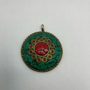 Vintage handmade pendant with gem stones